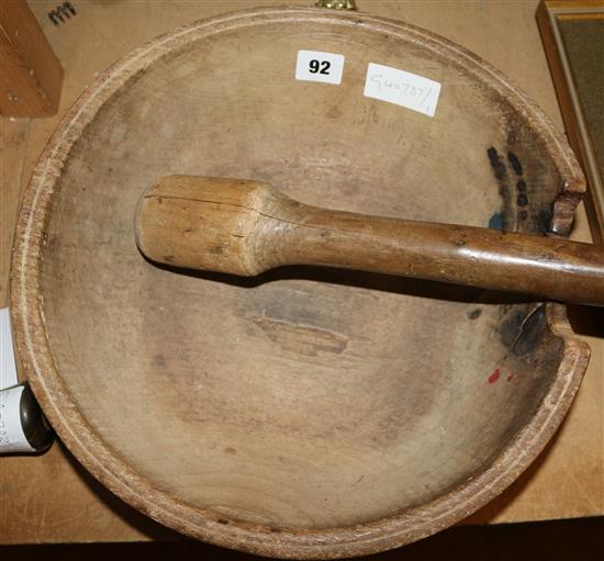 19th Century wooden mortar & pestle